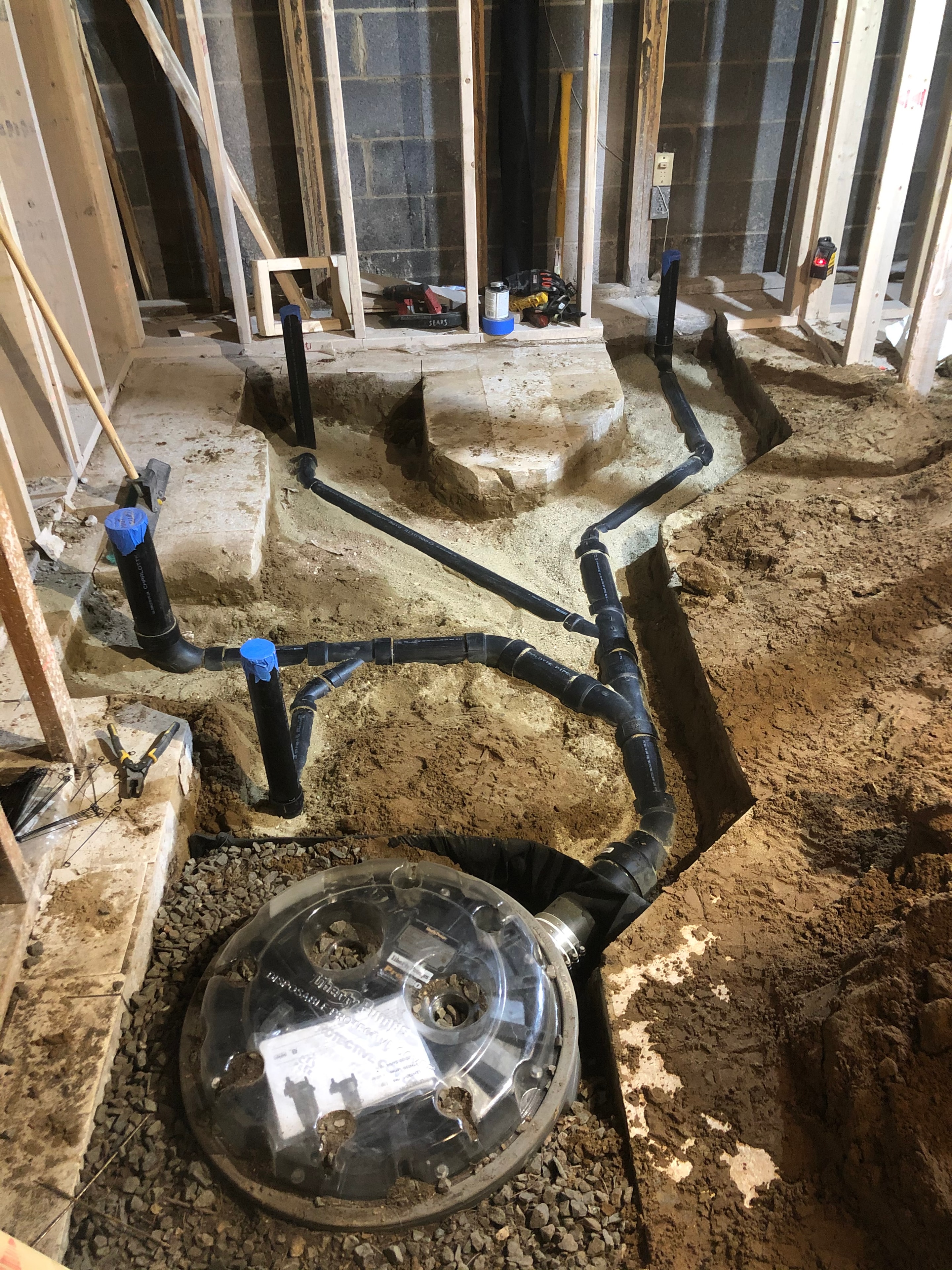Underground drain piping installation by Sears Mechanical