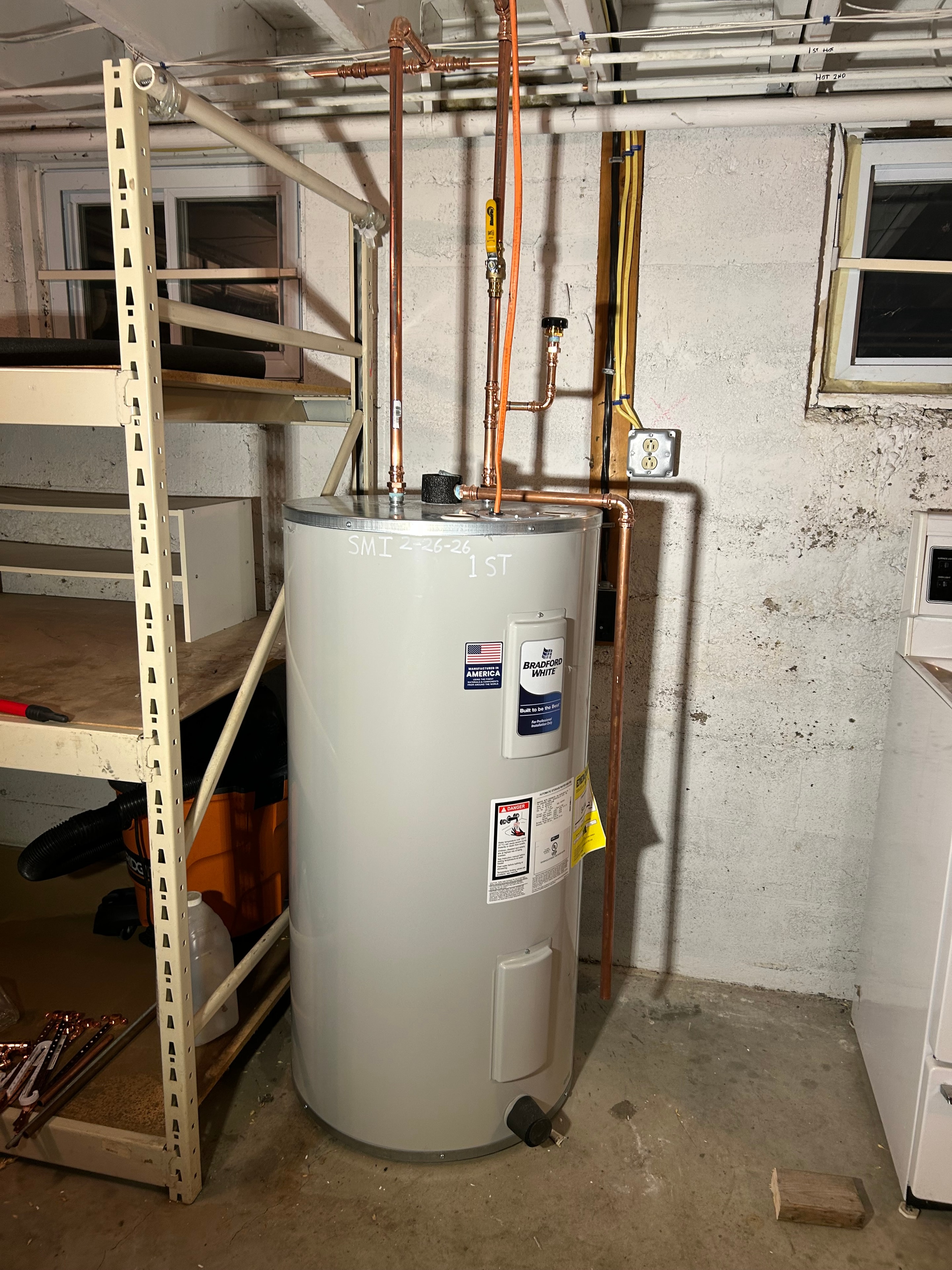 Bradford White tank water heater installation — Sears Mechanical